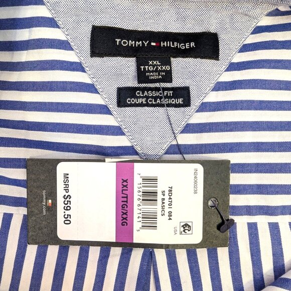 NWT Tommy Hilfiger Men’s | Cotton Classic Fit Button-Down Shirt Blue | XXL - Picture 3 of 5